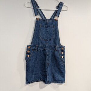 Forever 21 Denim Jumper Skirtall Skirt Overalls Blue Size Medium